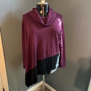 Catherines Plum and Black Cowl Neck Sweater